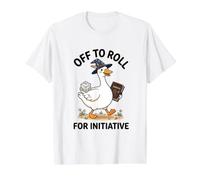 A Tirar los Dados D&D Silly Funny Goose Camiseta gráfica económica, Hombre, Blanco, M