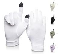 A TOUCH OF Silk Guantes de seda pura | Suaves y cómodos | Guantes térmicos interiores con pantalla táctil | Uso natural | Unisex | Bolsa de lavado incluida (Blanco, Grande)