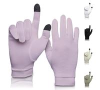 A TOUCH OF Silk Guantes de seda pura | Suaves y cómodos | Guantes térmicos interiores con pantalla táctil | Uso natural | Unisex | Bolsa de lavado incluida (Rosa, Pequeño)