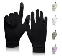 A TOUCH OF Silk Guantes de seda pura | Suaves y cómodos | Guantes térmicos interiores con pantalla táctil | Uso natural | Unisex | Bolsa de lavado incluida (Blanco, Mediano)