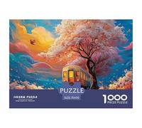 A Train in The Background of Cherry Blossoms 1000 Piezas Cartulina Premium Rompecabezas DIY Cherry Blossoms Antiestrés Juego Creativo Rompecabezas para Adultos Y Niños 70x50cm/1000pcs