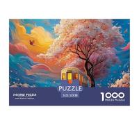 A Train in The Background of Cherry Blossoms 1000 Piezas Cartulina Premium Set De Rompecabezas Cherry Blossoms Extremadamente Difícil Juguete De Cumpleaños Rompecabezas Para Adultos Y Niños 52x38cm/10