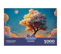 A Train Is Traveling Along_The Tracks Surrounded Trees 1000 Piezas Cartulina Extra Gruesa Rompecabezas DIY Big Tree Antiestrés Juego Familiar Rompecabezas para Decoración del Hogar 52x38cm/1000pcs