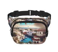 a Travel Dreams - Riñonera cuadrada de doble capa con correa ajustable para actividades al aire libre, color negro, talla única, Black, Talla única