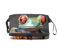 A Tree Frog - Bolsa de cosméticos de doble capa para mujeres y niñas, neceser de viaje para maquillaje, práctica bolsa organizadora con compartimento para cepillos, multicolor, 27x15x14