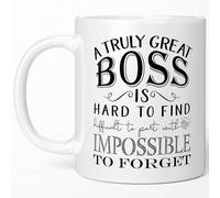 A Truly Great Boss is Hard to Find Difficult to Part with Coffee Mug - Best Ever Gifts Idea para hombres mujeres Bosses Day Leaving Job Adiós a la mudanza, adiós, cerámica, blanco, 311,84 g