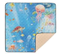 A Turtle - Alfombra de juego acolchada suave para bebé, no tóxica, para bebés y niños pequeños, 50 x 50 pulgadas