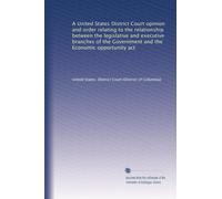 A United States District Court opinion and order relating to the relationship between the legislative and executive branches of the Government and the Economic opportunity act