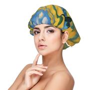 a Van Gogh Fields - Gorro de dormir de satén para adultos, protección y comodidad para el cabello, negro, talla única