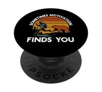 A Veces la motivación te Encuentra Divertido Senderismo Camping Oso PopSockets PopGrip Adhesivo