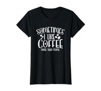 A Veces me Gusta el café más Que la Gente Divertido introvertido Camiseta gráfica económica, Mujer, Negro, S