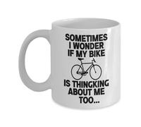 A Veces Me Pregunto Si Mi Bicicleta También Piensa En Mí. Mug Único Tazas De Desayuno Elegante Tazas De Cerámica Para Oficina Cacao Hogar 330Ml