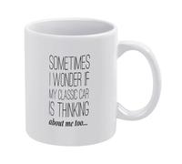 A Veces Me Pregunto Si Mi Coche Clásico También Está Pensando En Mí Tazas Cerámica Taza De Café Con Asa Taza 330Ml Para Café Leche Amigo