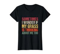 A Veces me pregunto si mi Hierba también está Pensando en mí Camiseta gráfica económica, Mujer, Negro, L