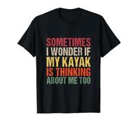 A Veces me pregunto si mi Kayak también está Pensando en mí Camiseta gráfica económica, Hombre, Negro, M
