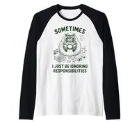 A Veces Simplemente ignorar Las responsabilidades Funny Raccoon Camiseta Manga Raglan