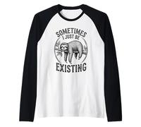 A Veces Solo Estoy existiendo, Perezoso, Divertido Meme Retro, Vintage Camiseta Manga Raglan