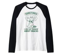 A Veces Solo pienso en bocadillos, Funny Raccoon Camiseta Manga Raglan