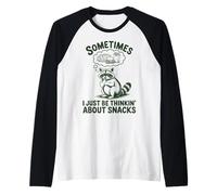 A Veces Solo pienso en bocadillos, Funny Raccoon Camiseta Manga Raglan