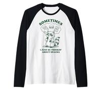 A Veces Solo pienso en bocadillos, Funny Raccoon Camiseta Manga Raglan