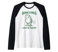 A Veces yo sólo ser Fartin Funny Frog ilustración Camiseta Manga Raglan
