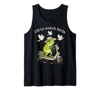 A Ver Aves Green Frog Birdwatching en un Scooter Camiseta sin Mangas