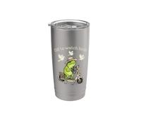 A ver aves Green Frog Birdwatching en un scooter Vaso térmico de acero inoxidable de doble pared