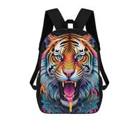 A Vibrant, Artwork Featuring An Ornate Tiger with Intricate Patterns And Vivid Mochila Escolar Infantil De 17 Pulgadas, Impresa En 3D, Estilo Casual, Para Niños, Ideal Para Viajes, Como Mochila Escola