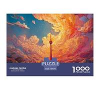 A Vibrant Illustration of Cn Tower 1000 Piezas Cartón Rompecabezas Tower Sunset Liberador De Estrés Juego Familiar Puzzle para Adultos Y Niños 70x50cm/1000pcs