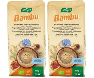 A.Vogel Bambú Bolsa | Sustituto Natural del Café Bio | Sin Cafeína | Con Achicoria, Cereales e Higos | Apto para Veganos | Sabor Suave | Producto Suizo | 200 gramos (Paquete de 2)