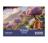A Waterfall with Purple Cherry Blossom 1000 Pzas Papel Premium Rompecabezas Magical Cherry Blossom Meditativo Jigsaw Regalo Niños 70x50cm/1000pcs