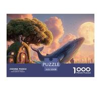 A Whale Breaching The Surface of Ocean 1000 Pzas Papel Premium Rompecabezas Flying Blue Whale Desafiante Jigsaw Educativo Adultos 52x38cm/1000pcs