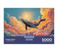 A Whale Is Flying 1000 Piezas Cartulina Premium Rompecabezas DIY Sea Creature Antiestrés Juego Creativo Rompecabezas para Decoración del Hogar 52x38cm/1000pcs