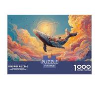 A Whale Is Flying 1000 Piezas Papel Ecológico Resistente Rompecabezas Premium Sea Creature Extremadamente Difícil Desafío Único Rompecabezas para Decoración del Hogar 38x26cm/1000pcs