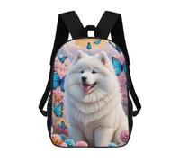 A Whimsical Cartoon-style Image of A Samoyed Dog, Featuring A Playful Character Design Wit Mochila Escolar Infantil De 17 Pulgadas, Mochila Escolar Impresa En 3D Para Niños De Primaria Y Secundaria
