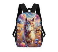 A Whimsical, Colorful Scene Features A Close-up of A Cute, Fluffy Horse with Curly Fur And Mochila Escolar Ligera E Informal Para El Día A Día, Ideal Para La Escuela, El Trabajo O Los Viajes 17inch