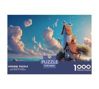 A Whimsical Light House 1000 Pieza Cartulina Premium Rompecabezas Premium Tall Coastal Lighthouse Antiestrés Juguete De Cumpleaños Rompecabezas para Decoración del Hogar 38x26cm/1000pcs