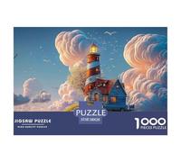A Whimsical Light House 1000 Piezas Cartulina Premium Rompecabezas Premium Tall Coastal Lighthouse Antiestrés Juguete De Cumpleaños Rompecabezas para Decoración del Hogar 38x26cm/1000pcs