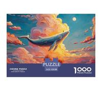 A Whimsical Scene of An Enormous Whale Floating 1000 Pieza Cartulina Premium Rompecabezas Premium Flying Whale Extremadamente Difícil Desafío Único Rompecabezas para Adultos Y Niños 52x38cm/1000pcs