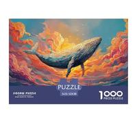A Whimsical Scene of An Enormous Whale Floating 1000 Pieza Cartulina Premium Rompecabezas Premium Flying Whale Extremadamente Difícil Juego Familiar Rompecabezas Para Decoración Del Hogar 52x38cm/1000