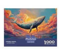 A Whimsical Scene of An Enormous Whale Floating 1000 Piezas Cartulina Premium Rompecabezas DIY Flying Whale Antiestrés Juego Familiar Rompecabezas para Adultos Y Niños 70x50cm/1000pcs