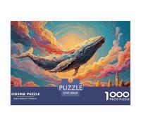 A Whimsical Scene of An Enormous Whale Floating 1000 Piezas Cartulina Premium Rompecabezas Premium Flying Whale Antiestrés Juguete De Cumpleaños Rompecabezas para Decoración del Hogar 38x26cm/1000pcs