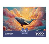 A Whimsical Scene of An Enormous Whale Floating 1000 Piezas Cartulina Premium Set De Rompecabezas Flying Whale Extremadamente Difícil Juguete De Cumpleaños Rompecabezas Para Adultos Y Niños 52x38cm/10