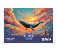 A Whimsical Scene of An Enormous Whale Floating 1000 Piezas Papel Ecológico Resistente Rompecabezas Premium Flying Whale Extremadamente Difícil Juego Creativo Rompecabezas Para Adultos Y Niños 70x50cm