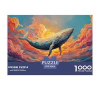 A Whimsical Scene of An Enormous Whale Floating 1000 Piezas Papel Ecológico Resistente Rompecabezas DIY Flying Whale Extremadamente Difícil Juguete De Cumpleaños Rompecabezas Para Decoración Del Hogar