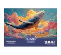 A Whimsical Scene of An Enormous Whale Floating 1000 Piezas Papel Ecológico Resistente Rompecabezas Premium Flying Whale Extremadamente Difícil Desafío Único Rompecabezas Para Decoración Del Hogar 52x