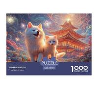 A White Ca and Dog with Blue Eyes 1000 Pièces Rompecabezas Oriental Architecture Desafiante Único para Adultos Juego De Desafío Difícil 70x50cm/1000pcs
