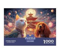 A White Cat with Long Fur 1000 Pièces Rompecabezas Fantasy Pet Companions Desafiante Único para Adultos Juego Familiar 52x38cm/1000pcs