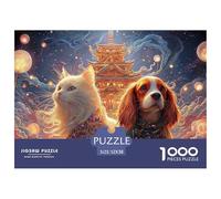 A White Cat with Long Fur 1000 Pzas Papel Premium Rompecabezas Fantasy Pet Companions Meditativo Jigsaw Decoración Niños 52x38cm/1000pcs