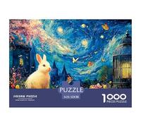 A White Easter Bunny with Flowers 1000 Pcs Premium-Karton Puzzle Kitten Stressabbau Familienspiel Puzzles Für Erwachsene Und Kinder 52x38cm/1000pcs